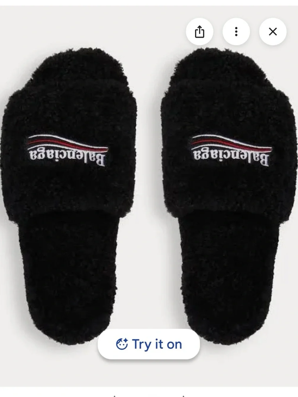 Balenciaga Black Fuzzy Logo Slide Sandals Balenciaga Furry Slide Men main image 4